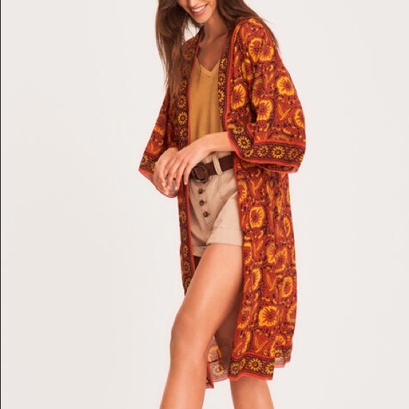 ba&sh Silk Robe Kimono with Sash French - Picture 5 of 7